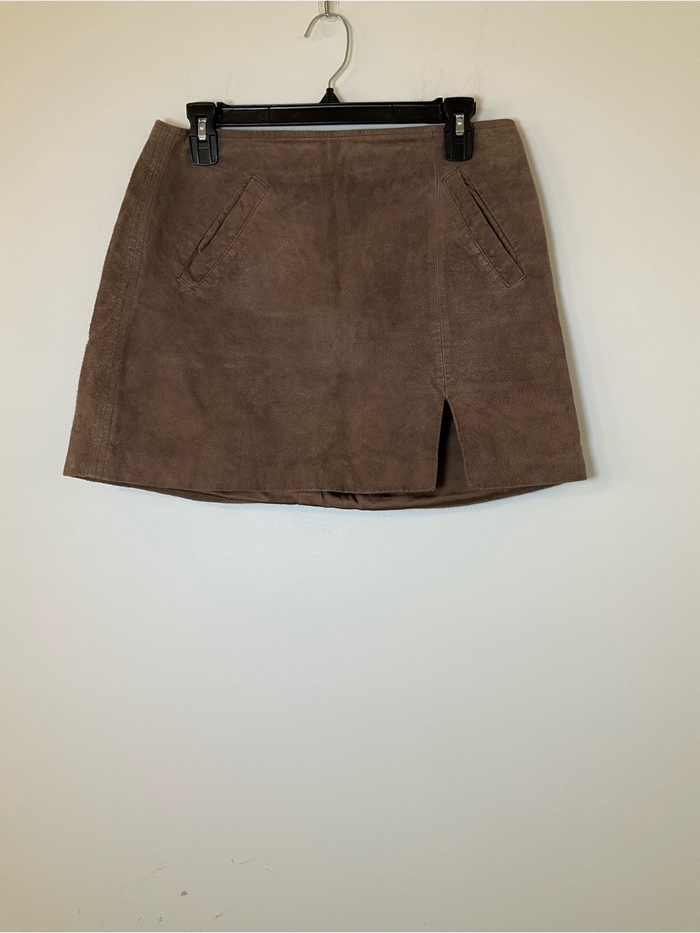 BlankNYC Brown Suede Leather Mini Skirt Size 28 Front Slit